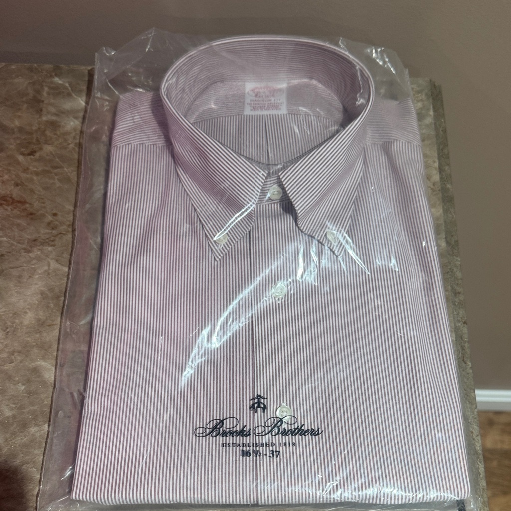 Brooks Brothers Mens Dress Shirt  Purple Stripes Brand New